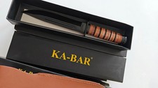 KA-BAR USMC 1217 Straight Edge Fighting Combat Knife Leather Handle & Sheath NEW picture