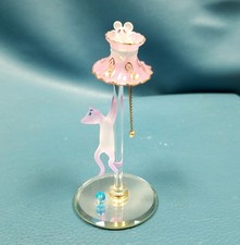 Glass Baron Cat + Mouse Lamp Figurine Handcrafted Frosted Glass 4x2