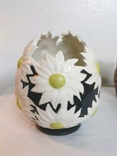 Vintage MCM Lime, White  Mid CENTURY MODERN  Mod Daisy Flower power Egg Planter  picture