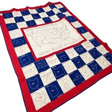Vintage 1974 JCPenney USA Bicentennial Quilt 1776-1976 50 States Map Americana picture