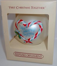 Hallmark Keepsake Ornament 1983 FIRST CHRISTMAS TOGETHER Glass Ball Heart H75 picture
