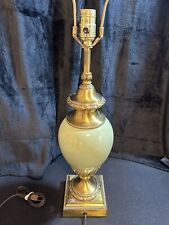 STIFFEL Hollywood Regency Tall Table Lamp Green Enamel & Brass 33