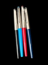 4pc Lot VTG 1980s UE Parker Pen Blue Black Red No Ink Made In USA picture