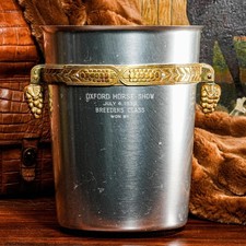 Art Deco Antique Aluminum Brass Wine Cooler Ice Bucket Grape Horse Trophy picture