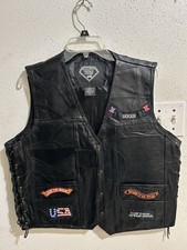 Diamond-Plate Buffalo Leather Harley Davidson Vest XL Size/Nice Jacket picture