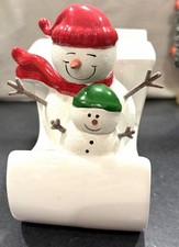 Vintage Ceramic White Sleigh Planter With Snowman Cute Christmas Decor Beautiful picture