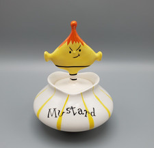 Vintage 1958 Holt Howard Pixieware Mustard Condiment Jar W/ Lid & Spoon READ picture