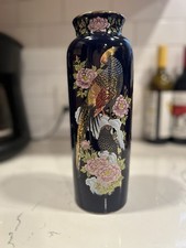 Kutani 10.5-inch Cobalt Blue Porcelain Japanese Vase Very Nice Condition Vintage picture