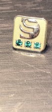 Vintage 10K Solid Gold Employee Service Pin 3 Real Emeralds  Lapel Award -  picture