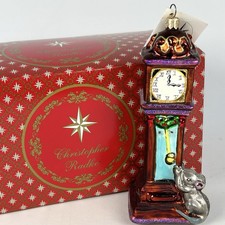 Christopher Radko Hickory Dickory Dock Clock Mouse Glass Christmas Ornament 7