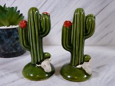 Vintage Cactus with Cow Skull at Base Salt & Pepper Shakers - J1 picture
