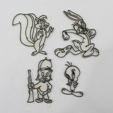 4 Pieces of Vintage Looney Tunes Sun Catcher Pieces, Unpainted picture