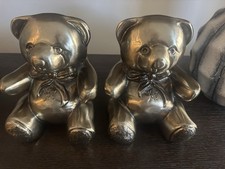 2 Vintage MCM 60's Brass Teddy Bear Bookends Wuv Me  *Signed* Victor picture