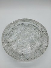 EXCELLENT CONDITION Blenko Clear Ice Crystal Footed Ashtray - 10.5inch picture