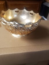 VINTAGE 1960S ORNATE SILVERPLATE COPPER TONE CATCH ALL BOWL DISH RAIMOND JAPAN picture