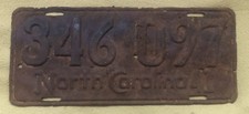 Vintage Original 1941 North Carolina License Plate Tag 346-097 picture