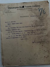 As Found Vintage Ephemera Letters 1905 Train Trolley PRT Phila Rapid Transit picture