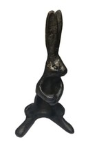 Antique 1900s Primative Cast Iron Rabbit Bunny 6” Pen Holder/Test Tube Vase picture
