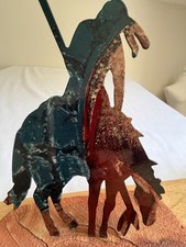 Vintage Lazart End of the Trail Metal Sculpture Sandstone Base Western Art picture