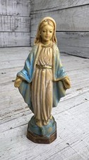 Vintage Plastic Figurine Virgin Mary Statue Our Lady Of Grace 3 3/4” Tall 🩵 picture
