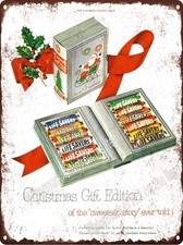 1951 Life Savers Christmas Story Book Gift Box Santa Metal Sign 9x12