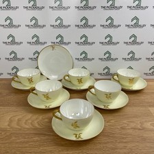 Vintage 1920s Germany Porcelain Monogrammed K Tea Set 6 Cups Saucers picture