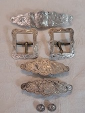 VTG 7-Piece Fleming Sterling Silver Western Halter/Bridle Trim Set 91.81 gram LB picture