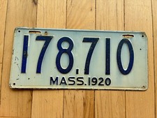 1920 Massachusetts License Plate picture
