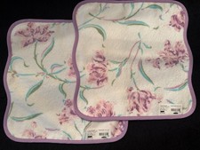 D Porthault Paris Tulipe Perroquet Lavender Cotton Terry Wash Cloths NEW NWT picture