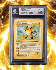VERY RARE - 1999 BASE 1ST EDITION, THIN STAMP #14 RAICHU BGS 7.5 picture