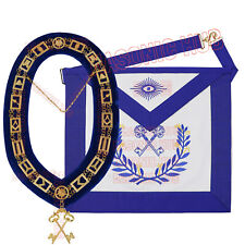Masonic Regalia Blue Lodge TREASURE Lambskin Aprons & Chain Collars + Jewel picture