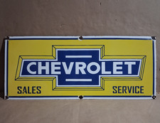 Chevrolet Sales Service Porcelain Enamel Sign 36x15 Inches 1 Sided picture