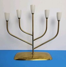Unique 5 Arm Candelabra Brass & Porcelain Candle Holder - Germany picture