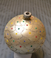 Vintage Polka Dot Scallop Fish Scale Jumbo Green Glass Christmas Ornament Poland picture