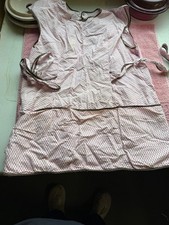 Vintage Cottagecore Smock Apron - Pink Geometric Calico Tabard Pinny picture