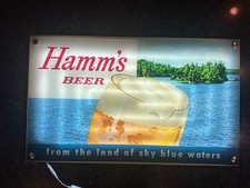 Hamm's Beer Sky Blue Waters LED Lighted Acrylic Bar Sign 18x30 Man Cave Decor picture