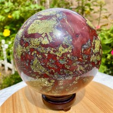 10.4LB  Polished Natural Dragon Blood Jasper Sphere Crystal Sphere Healing Medit picture