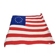 Vtg Handmade Crochet Art Betsy Ross USA Flag 65