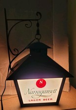 VINTAGE NARRAGANSETT LAGER BEER 4 PANEL WALL MOUNT BAR LIGHT 1 of 2 Lanterns picture