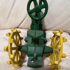 Vintage John Deere Green & yellow cast iron toy tractor heavy picture