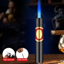 Cigar Shaped Triple Flame Butane Torch Lighter With Cigar Punch And Cigar Needle picture
