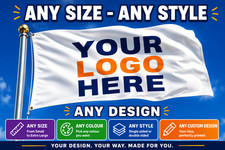 CUSTOM PERSONALISED PRINTED FLAG BANNER - ANY SIZE - ANY FREE DESIGN - UK SELLER picture