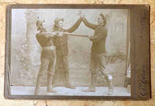 RARE 1898 MINNESOTA VOLUNTEER INFANTRY SOLDIER’S LARKING STAGED ACTION SCENE picture