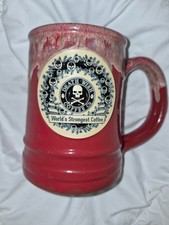Death Wish Coffee 2014 Christmas Skull Wreath Tankard Mug Deneen Pottery RARE picture