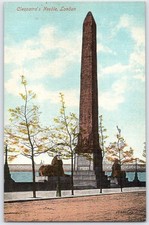 Cleopatra's Needle London Obelisk Sphinx Thames Embankment Postcard c1910s picture