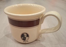 Vtg See's Candies Cream & Brown Flared Ceramic Coffee Mug RETRO CANDY DESIGN picture