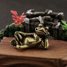 Solid Brass Frog Figurine Small Statue Home Ornament Figurines Collectibles picture