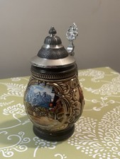 Vintage German Mini Beer Stein Garmisch Partenkirchen Pewter Lid 5
