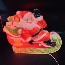 Vintage Empire Blow Mold Santa In His Sleigh Lighted Tabletop Christmas 1970 USA picture