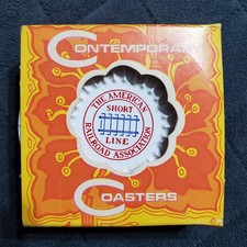 NOS Vintage American Short Line Railroad Set of 4 Train Coasters Contemporary  picture